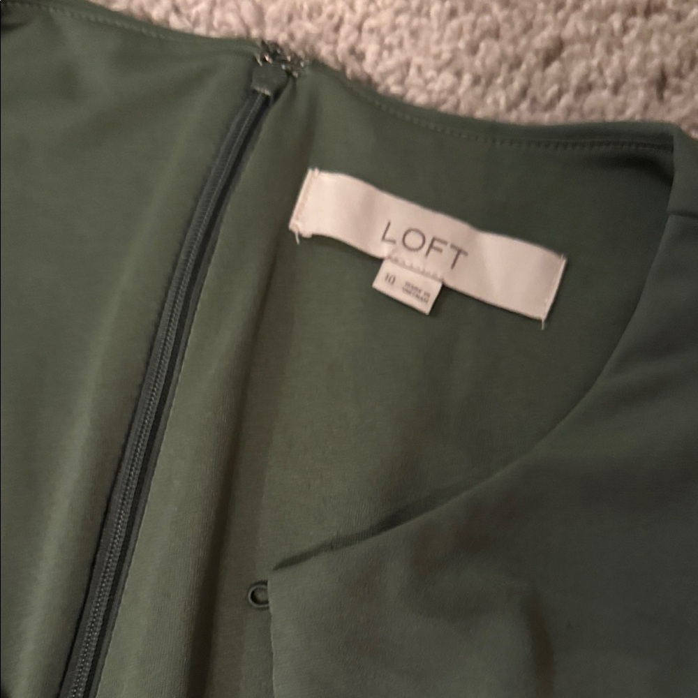 LOFT Forest Green Mini Dress - Picture 2 of 5